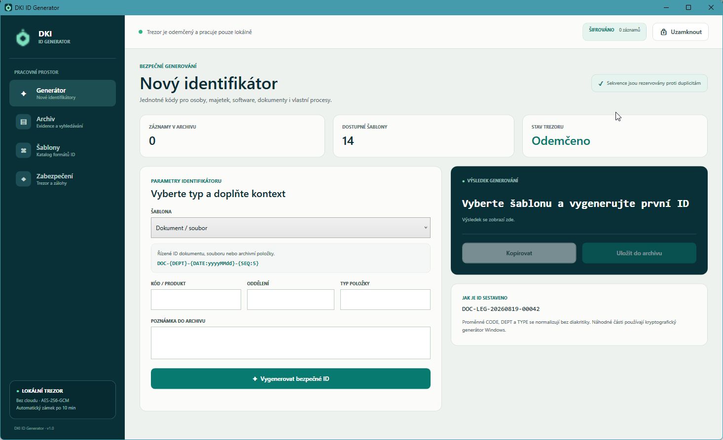 Náhled projektu DKI ID Generator