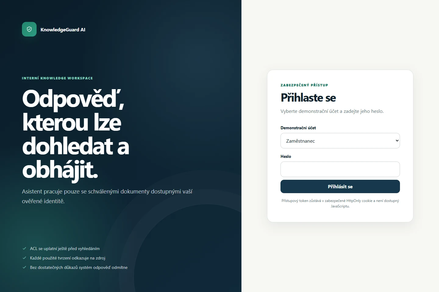 KnowledgeGuard AI – doplňující obrazovka